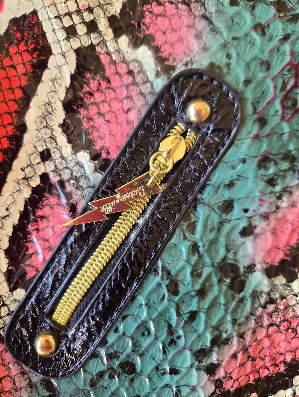 VINTAGE Betseyville by Betsey Johnson Neon Snakeskin Hobo Bag ⚡️ - Picture 3 of 13